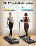 2-in-1 Foldable Treadmill with 3-Level 10% Incline, Walking Pad for Home Small Office, Compact Portable Under Desk Treadmill with Handle,Dual LED Display