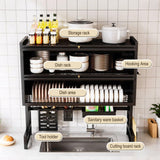 SofaHills Over Sink Dish Drying Rack 2 Tier Stainless Steel Dish Drainer with Cover and Utensil Holders Large Capacity Space Saving Kitchen Organizer