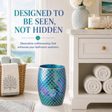 Escenzy Mermaid Bathroom Trash Can, Handmade Mosaic Glass 1.3 Gal / 5L | Decorative Waste Basket for Bathroom, Bedroom, Office | Luxury Mermaid Bathroom Decor | Coastal Home Decor Gift