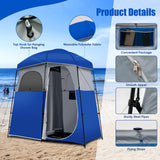 Tangkula Double-Room Shower Tent, Oversize Space Privacy Shelter for Camping with Floor, Portable Camping Changing Tent with Removable Rain Fly, Storage Bag for Dressing, Toilet
