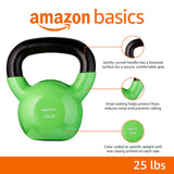 Amazon Basics Vinyl Kettlebell for Strength Training and Workout, 25 Pounds, Textured Handle, Light Green