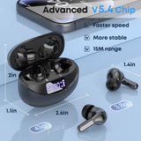 Wireless Earbuds, Bluetooth 5.4 Headphones HiFi Stereo/Crystal Clear, Black