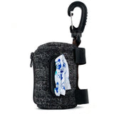Dog Poop Bag Dispenser for Leash, Corduroy Pet Waste Bag Holder with Clip, Portable Cute Embroidered Poop Bag Carrier with Zipper, Fits Standard Size Poop Bag Rolls (Dark denim)