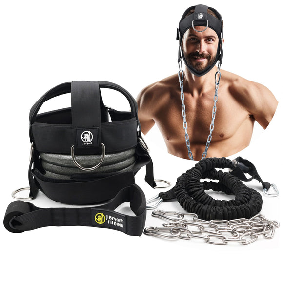 J Bryant Multifunctional Neck Head Harness Weight Lifting Training with Resistance Bands, Door Anchor and Chain, Full Range Muscle Workout J Bryant