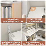 Besiost Corner Book Shelf, 6-Shelf Corner Bookshelf for Small Corner Spaces, L-Shape Bookcase