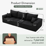 Gericco 113" Modular Sectional Sofa 3-Seat Boneless Couches for Living Room