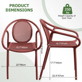 WOOW DEPOT Red Plastic Indoor/Outdoor Dining Chairs Set of 6, All Weather