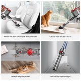 Honki Cordless Vacuum Cleaner for Home, Powerful Stick Vacuum with Rechargeable Battery, Green Light Anti-Tangle Brush, 6-in-1 Lightweight Handheld Vacuum for Pet Hair, Hard Floor, Carpet, Red