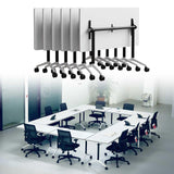 Office Folding Conference Table, Flip Top Thicken Grey Wooden Tabletop, Seminar Meeting Table for Conference Room Offices, 6-Person, 61.0", Black+White