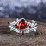 Oseew Garnet engagement ring sets(Garnet)