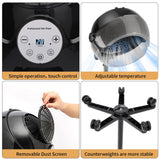 Hooded Hair Dryer, Standing Hair Dryer on Wheels, Sit Under Dryer with 3 Temperature Settings, for Salon, Spa or at Home Use Black