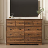 LYNSOM Modern 10 Drawer Dresser, 55.1" Wide Dressers & Chests of Drawers with Large Capacity Storage, Wood Mid Century Storage Dressers Organizer for Bedroom, Entryway, Brown