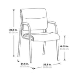 Office Star FL Series Faux Leather Guest Office Chair with Black Finish Frame, Charcoal Grey