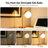 IPEDWO Mid Century Gold Table Lamp,Modern Globe Bedside Desk Lamps