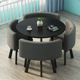 Square Kitchen Dining Table Set for 4, Black and Gray Small Conference Office Reception Club Table and Chair Set