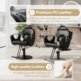 EITPETPORT Black Salon Barber Chair, Reclining Salon Chair for Hair Stylist for Home, Barber Chair with Hydraulic Pump, 360° Swivel, Beauty Hairdresser Chair Equipment for Spa, Tattoo and Shampoo