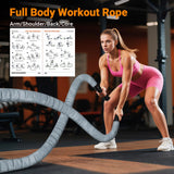 Brobantle Battle Rope 1.5 Inch Diameter,Gray 30FT Exercise Workout Ropes for Home Gym Heavy Weighted Training Rope for Working Out