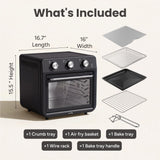 SMIRLY 6-in-1 Air Fryer Toaster Oven Combo, 27QT Convection Oven Countertop, 60 Min Timer, 1800W Oven for Toast, Roast, Bake, Reheat, Broil, Warm, Fits up to a 5 lb Turkey, 12" Pizza, 8 Toast, Black