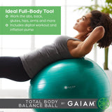 Gaiam 05-51980 Total Body Balance Ball Kit - Includes 55cm Anti-Burst Stability Exercise Yoga Ball, Air Pump & Workout Video - Purple Gaiam