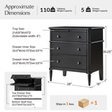 HULALA HOME 30 Inches Side Table with Charging Station, Black