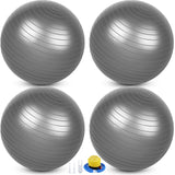 Leyndo 4 Pcs 26 Inch Yoga Exercise Ball Pilates Pregnancy Birthing Fitness Ball with Quick Pump Anti Burst for Improved Posture, Balance, Yoga, Pilates, Training (Gray)