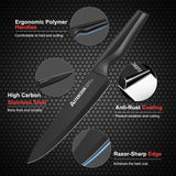 Knife Set, Astercook 21 Pieces Knife Sets for Kitchen with Block, Dishwasher Safe Kitchen Knife Set with Built-in Sharpener, German Stainless Steel Black Knife Block Set Mothers Day Gifts