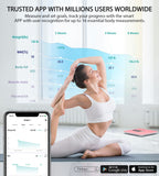 ABLEGRID Body Fat Scale,Digital Smart Bathroom Scale for Body Weight,Large Color Display Screen,22 Body Composition Metrics BMI,Water Weigh,Heart Rate,Baby Mode,400lb,Rechargeable-Rosegold