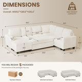 Belffin Corduroy Sleeper Sofa Bed with Storage Chaise Modular Sectional Sofa Couch