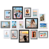 decorUhome 15 Pack Assorted Picture Frame Set for Wall & Tabletop, PF15MTE
