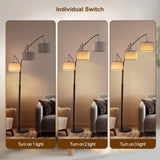 Fansdrick 3 Light Arc Floor Lamps for Living Room, 2400LM Super Bright Floor Lamp with Remote Control, 80" Tall Floor Lamps with Stepless Dimmable, Mid Century Tree Floor Lamp for Bedroom, Office