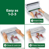 FoodSaver Compact Vacuum Sealer Machine with Airtight Bags and Roll - Ideal for Sous Vide and Airtight Food Storage, White