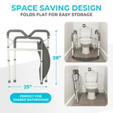 Stander Wonder Toilet Safety Rails for Seniors, Adjustable Detachable Toilet Frame with Padded Handles for Elderly Adults, Foldable Handicap Support Rail with Footrest, Fits Any Toilets