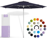 Midtown Umbrellas Push & Pop 10 Ft Patio Umbrellas with Push & Pop Mechanism, 8 Fiberglass Ribs & Terylast Polyester Fabric – For Deck, Pool, Cafés and Hotels – Navy Canopy, Silver Pole