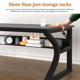 Ksortir 47'' Computer Desk Home Office Desk, Modern Computer Desk w/U Shaped Metal Frame, Storage Shelves, PC Table Study Writing Desk Workstation for Home Office (47inch/Black)