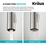 KRAUS Oletto High-Arc Single Handle Pull-Down Kitchen Sink Faucets in Brushed Brass/Matte Black, Kitchen Faucets with Pull Down Sprayer, KPF-2820BBMB