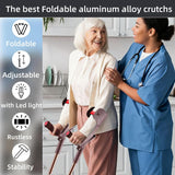 YOKABOZE Forearm Crutches for Adults Foldable Knee Patients Mobility aids for Childre and Seniors for with Leg Injury Adjustable Travel Lightweight Walking Stick (Brown Pro)
