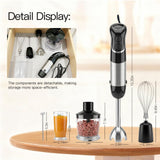 Megawise HB-2035 5-in-1 Immersion Hand Blender, 800W Ultra-Powerful Stick Blender with Variable Speed & Turbo, Stainless Steel Shaft, Includes Whisk, Frother, Chopper Bowl & 600ml Beaker