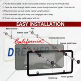 2PCS Clear License Plate Covers and Frames, Personalized License Plate Frame with Screws Screw Caps Washers, Rust-Proof Auto LicensePlate Holder, Universal License Protector for Standard US Plates