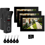 Wired Smart Video Doorbell Intercom System,WiFi 1080P Video Doorbell Camera with Monitor,Video Door Phone,Two-Way Audio,Motion Detection(2 Bell + 3 Monitor)