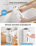 DODO MEKIA 2 Pack Automatic Foaming Soap Dispenser, 400ml//13.53oz, USB Rechargeable, 9- Adjustable Foam Levels, IPX5 Waterproof, Touchless & Wall/Tabletop Use for Kitchen Bathroom, White