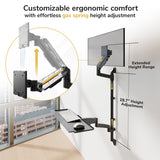 Mount-It! Heavy-Duty Wall Workstation, Ultrawide Monitor Arm, Keyboard Tray