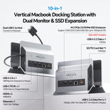 MacBook Docking Station Dual Monitor, Vertical Mac Laptop Docking Station Dock Stand