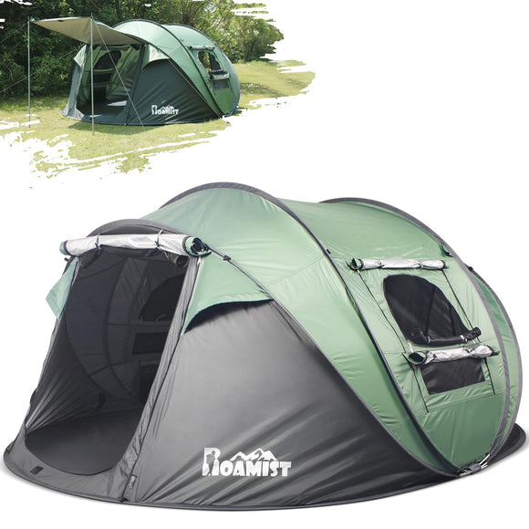 ROAMIST Tents for Camping, 4 Person Easy Pop Up Tents for Camping, Waterproof Windproof Sunproof Automatic Setup Camping Tent with Extra Storage, 2 Doors Instant Family Tents for Hiking & Traveling ROAMIST