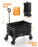 Raynesys 3 in 1 Collapsible Wagon Converts to Bench, 220lbs Foldable Wagon Cart with Wheels, 120L Shopping Cart, Black