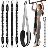 Pull Up Assistance Bands Set - 4 Heavy-Duty Pull Up Bands, Height Adjustable Strap & Comfortable Foot Strap - Stackable Pull Up Resistance Bands for Pull Ups (Gray)
