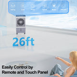 Uthfy 1800 CFM Evaporative Air Cooler, 3-IN-1 Swamp Cooler Air Conditioner with Copper Motor, 5.3 Gallon Water Tank, 6 Ice Packs, 12H Timer, 120°Oscillation, Cooling Fan for Bedroom, Office, Garage