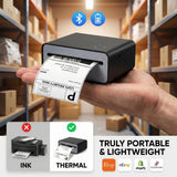 Zeturn 4x6 Thermal Shipping Label Printer - Wireless Bluetooth, Rechargeable Battery, No Ink Needed - for iPhone, Android, Home