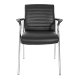Office Star FL Series Faux Leather Padded Guest Chair with Built-in Lumbar Support, Black with Chrome Frame