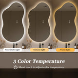 WallBeyond 46"x26" Asymmetrical LED Backlit Bathroom Mirror, Irregular Vanity Mirror with Lights for Modern Master Bathroom, Dimmable, Anti-Fog, Horizontal/Vertical Mount