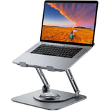 RGB Laptop Stand for Desk, Adjustable Ergonomic Laptop Riser with 360° Rotating Base
